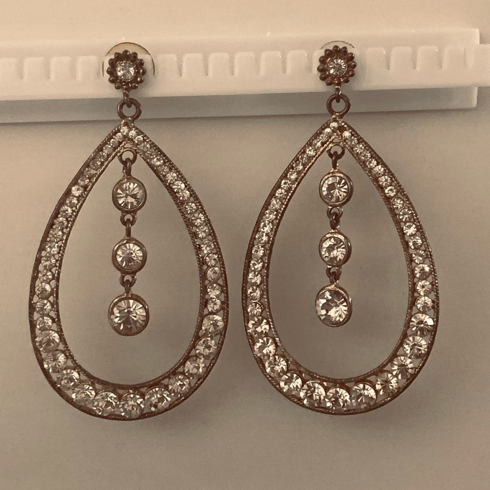 Large oval rhinestone earrings